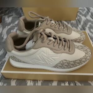 MK Women's Beige and White Sneakers
